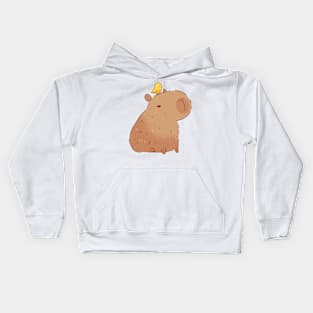 Capybara and bird illustration Kids Hoodie